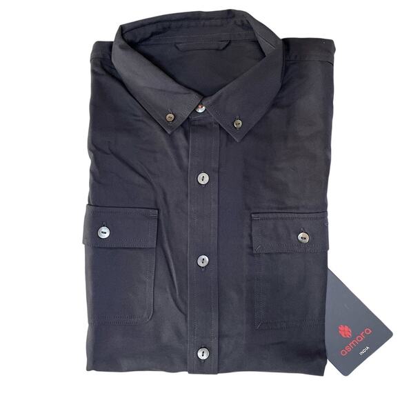 Asmara Charcoal Grey Button Down Utility Shirt Large NEW - Picture 4 of 8